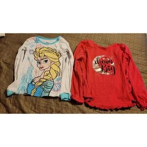 5T Girls Disney Frozen Elsa Pajama Top + Garanimals Dream Big Shirt Lot